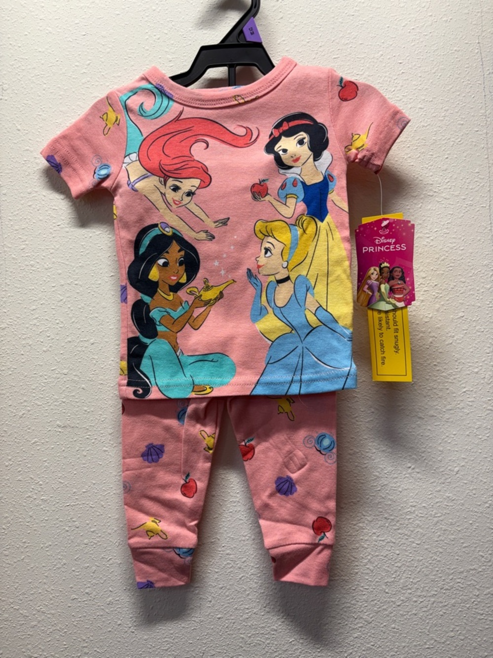 Disney Pink Princess Toddler Pajama Set with Ariel Cinderella Jasmine Snow White